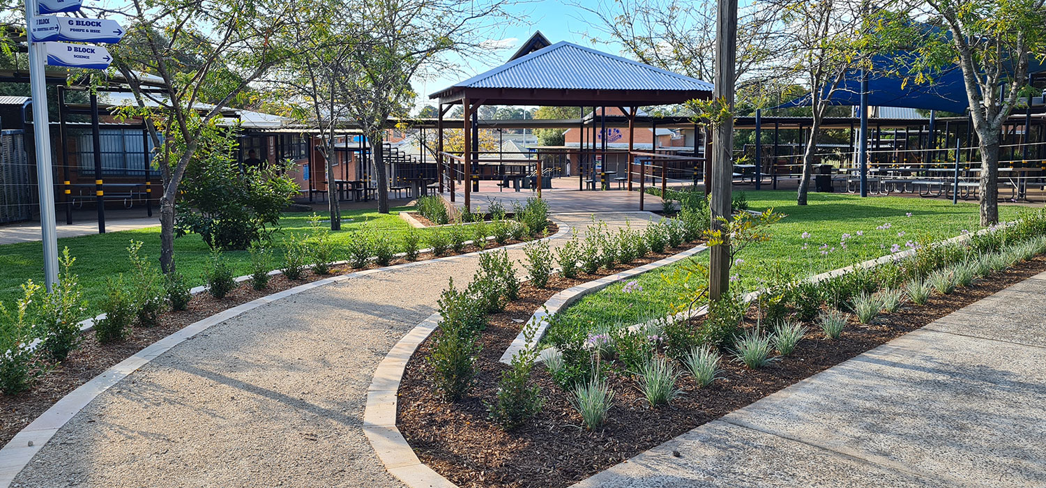 Ambarvale High School campbelltown nsw commercial landscaping construction and design, garden beds, paths, seniors area