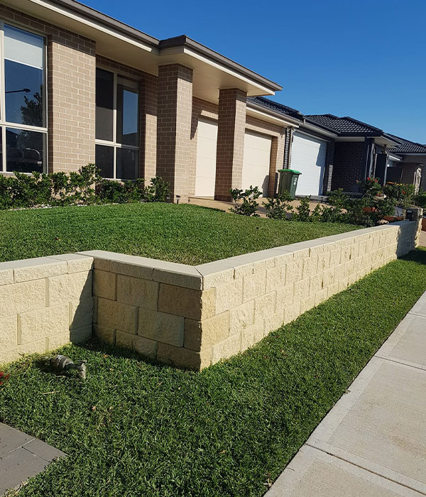 Denham Court landscaping residential project, Retaining wall