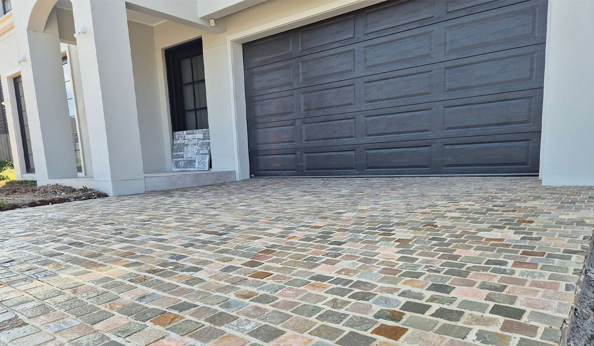 Artisan Exterior Heritage Cobblestone Driveway Residential Landscaping Project